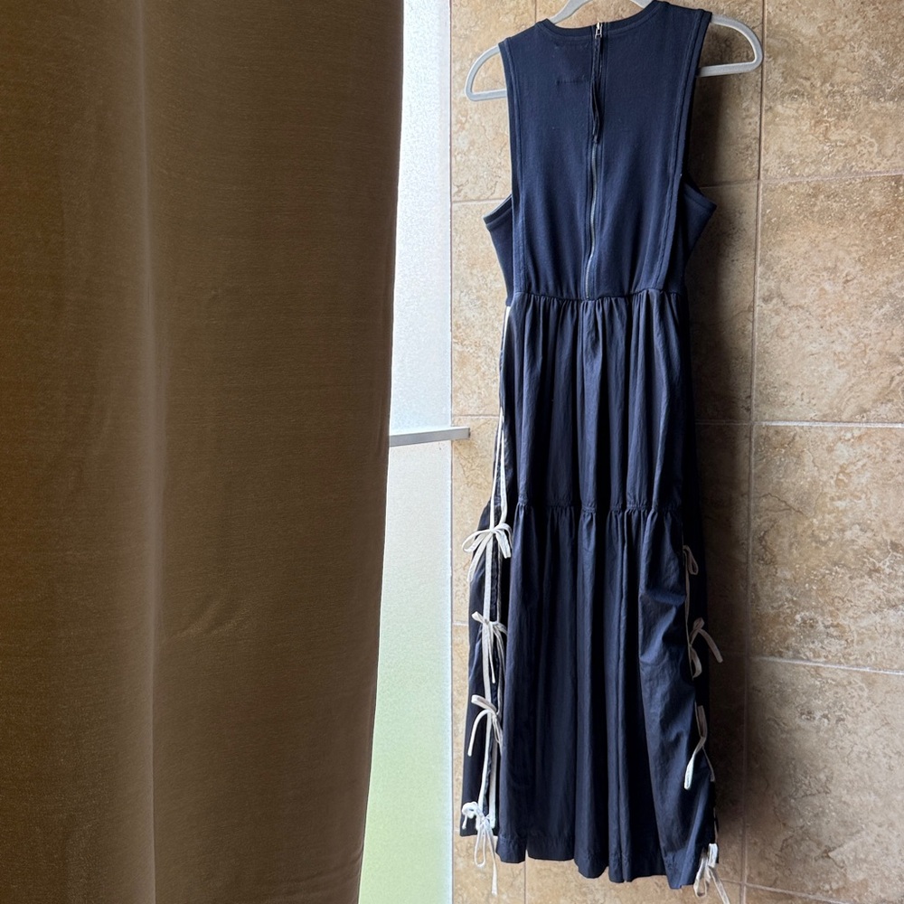 Daily Practice Bowline Midi Dress Anthropologie Track Stripe Side Ties Pockets - Picture 6 of 17